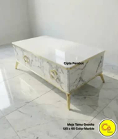 Meja Tamu Granite Segi Mewah Gold Granit marmer