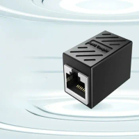 2Pcs RJ45 Connector Coupler Ethernet Cable LAN Inline Cat7/Cat6/Cat5e Ethernet Cable Extender Adapter Female Coupler Black