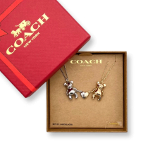 【COACH】專櫃禮盒 對鍊 泰迪熊心形友誼項鍊 女生 項鍊(情人節 CY112)
