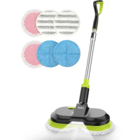 Cordless Electric Mop, Dual Spin Mops for Floor Cleaning, LED Headlight / Stand-Free / Water Sprayer, Rechargeable