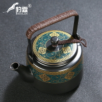 西域古風琺瑯彩提梁壺茶壺大容量茶壺泡茶專用耐熱防燙手辦公茶具