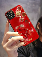 蘋果13手機殼新款2022年小虎iPhone13promax創意中國紅個性全包鏡頭保護13pro防摔套高端帶鉆十三max女款潮牌