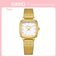 KIMIO Women Watches Ladies Dress Quartz Watch Simple Waterproof Square Small Dial Stainless Steel Strap Gold Female Wristwatches