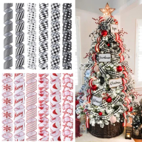 Christmas Ribbon Classic Wrapping Christmas Tree Ribbon Wreath Bows DIY Fabric Swirl Ribbon Burlap Ribbon With Wired Edge Gift