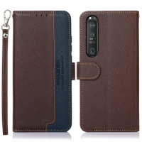 Leather Card RFID Block Texture Flip Case for Sony Xperia 1 V 10 IV Luxury Cover 360 Protect Wallet Shell Xperia 10 II 5 III 10V