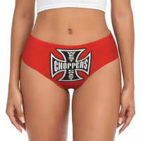 Custom Women West Coast Iron Cross Choppers Brief Panties Female Stretch Underwear Underpants