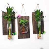 實木創意家居墻上懸掛式花瓶墻面背景裝飾水培植物壁