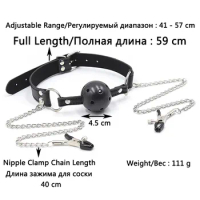 Hollow O-Ring Oral Ball Gag With Nipple Clamp Iron Chain BDSM Bondage Restraints Breathable open Balls Gags Couples Sex Toys