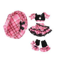 ICY DBS Blyth ตุ๊กตาเสื้อผ้าชุดสีชมพู Berets กระโปรงลายสก๊อตอะนิเมะชุดชุดเย็นสาวคอสเพลย์