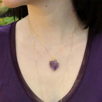 Amethyst Necklace / Raw Amethyst Necklace / Gold Amethyst Necklace / Amethyst Jewelry
