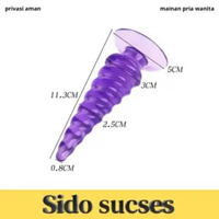 Plug Silikon Penyumbat Pantat Bertekstur Ulir Anal Plug Silikone Flexible Ungu