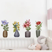 1PC Fresh And Novel Flower Vase,Bedroom,Living Room,Foyer, Home,Wall Decoration Sticker, Self-adhesive