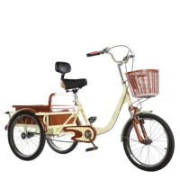 Elderly people pedal adult human powered tricycles for leisure, driving, shopping elderly transportation tricycles
