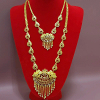 Rantai berloket barangan kemas tiruan(long haram set 1gram gold polish jewellery)