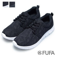 【FUFA Shoes 富發牌】網布彈力輕量男款慢跑鞋-黑 2S114N(男鞋/男休閒鞋/運動鞋/健身鞋)