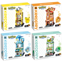 Pokemon Series Building Ornaments Blocks Sets Keeppley Pikachu Pokemon Street View Bricks City Building Toys Gifts Kids