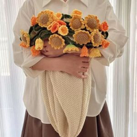 成品向日葵花束毯田園花毯手工編織鈴蘭花毯玫瑰花束毯子批發毛毯