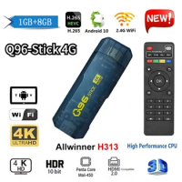 Q96 tv stick 2024 Android 10 allwinner h313 quad core 2.4G wifi 4k HD tv stick 1GB 8GB h. 265 home cinemas iptv