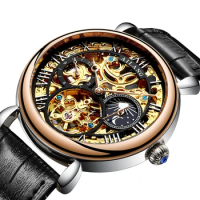 AILANG Tourbillon Men's Watches Luxury Brand Automatic Mechanical Men Watch Moon Phase Hollow Clock Male Reloj Hombre