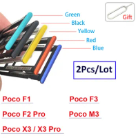 2Pcs，NEW For Xiaomi POCO M3 X3 X3 Pro Pocohone F2 Pro F1 SIM Card Slot SD Card Tray Holder Adapter repair part + Eject Pin