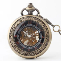 High Quality Steampunk Bronze Mechanical Pocket Watch Vintage Pocket Watch Men Gift Watch with Chain