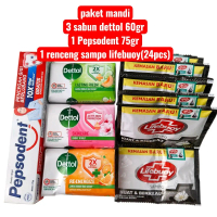 Paket Mandi 20rban, isi 3 sabun mandi,  1 pasta gigi 75gr, 1 renceng sampo isi 12 sachet 24pcs