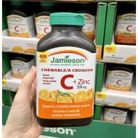 [Bill Costco Ca] Viên nén nhai Vitamin C &Zinc 500mg Jamieson 400 viên; hsd 2026