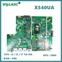 X540UA Mainboard For ASUS Vivobook15 X540UBR X540UB X540U X540UV X500UB Laptop Motherboard W/ i3/i5/i7-7th 8th Gen CPU 4G-RAM