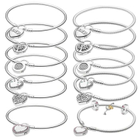 Heart Buckle Bracelet Castle Lock Bracelet Silver Original New Accessories Fashion Jewelery Gifts Diy Women Brand Best Selling