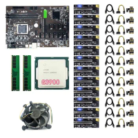 B250 BTC Mining Motherboard Set with 12X009C PLUS PCIE Riser Card+G3900 CPU+2X8G DDR4 RAM+Cooling Fan LGA1151 DDR4 DIMM