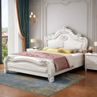 High End European Bed Frames Queen Villa White Headboard Twin Bed Frame King Size Sleeping Nordic Bedroom Yatak Furniture