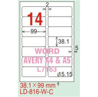 【龍德】LD-816(圓角) 雷射、影印專用標籤-紅銅板 38.1x99mm 20大張/包