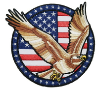 美國 老鷹向右 (咖啡色) 電繡刺繡布章 貼布 布標 燙貼 徽章 肩章 識別章 背包貼