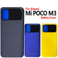 For Xiaomi Poco M3 Battery Cover Back Glass Rear Door Housing Case For POCO M3 Back Panel For PocoM3 Battery Cover With Adhesive