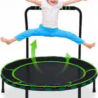 Mini Foldable Trampoline for with Foam Handle,Trampoline for Indoor &amp;Outdoor with Adjustable Handle Fold up Trampoline for