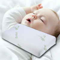 Memory Foam Healthy Bamboo Fiber Baby Pillow Orthopedic Cervical Anti Mite Child Neck Pillow for Children Sleeping 40x25/50x30cm