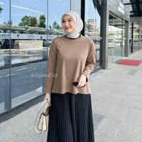 Bayleaf.id Kalela Basic T-Shirt Long Sleeve / Atasan Kaos Wanita Bahan Katun Extra WHITE NETRAL