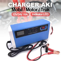 Cas Aki Mobil Motor 12 dan 24 Volt 10AH Otomatis Charger Battery Auto On Off Digital Alat Cas Aki Ba