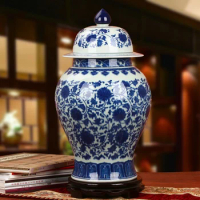 Chinese Qing Dynasty Ancient home Porcelain Vase Ginger jars Blue and White temple jar Ceramic vase Jingdezhen blue ceramic vase