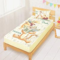 【享夢城堡】單人床包枕套3.5x6.2二件組(迪士尼小熊維尼Pooh 花日秘境-米黃)