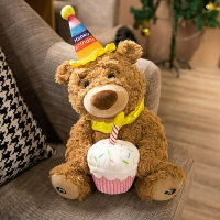 生日蛋糕泰迪熊公仔電動會唱歌小熊玩偶 毛絨玩具生日禮物 玩偶/生日/情人/聖誕禮物/毛絨娃娃/抱枕娃娃