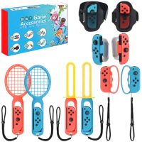 10 In 1 Switch Sports Accessories Bundle Kit for Nintendo Switch Sport Game Joycon Controller NS Strap Wrist Dance Band Racket