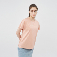 GIORDANO 女裝Sorona英文印花短袖上衣 - 28 淺藕粉紅