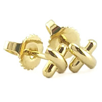【Tiffany&Co. 蒂芙尼】18k金-迷你立體X符號針式耳環(展示品)