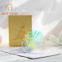 2024 3D Peacock Birthday Christmas Card Pop-up Greeting Cards Postcard Party Wedding Invitation Decorations Creative Girl Gift