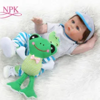 NPK 48 Cm BEBE Boneka Reborn Balita Boy Boneka Full Body Silikon Bath Toy 100% Tangan Terperinci Paiting Pinky Lihat