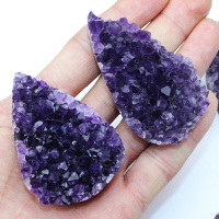 如鴻天然紫水晶晶簇擺件水滴形手鏈消磁石頭魚缸裝飾造景飾品禮物