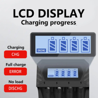Intelligent 4-Slot Charger for 1.5V AA 3A Batteries LCD Screen Dock Base