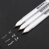 Sakura Gelly Roll Gel Pen White Color 0.5mm 0.8mm 1.0mm High Light Metallic Sketch Marke Art Painting Line Pens Black Cardboard