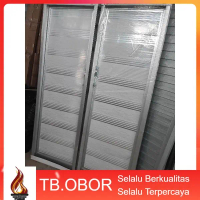 Pintu Kamar Mandi Galvalum ECO Motif Hologram Crystal Garis Split Silver Line Grey Perak Minimalis F